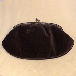 Vintage brown velvety clutch hand/wrist  bag